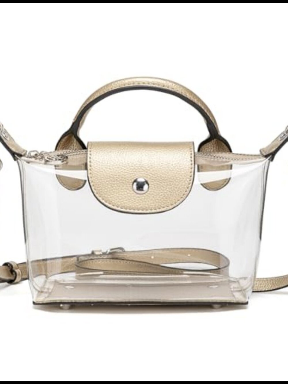 Stadium Approved Clear Crossbody Bag Vegan Leather Trim Adjustable Strap